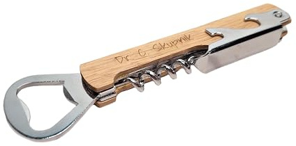 Flaschenöffner mit individueller Gravur - personalisierter Weinöffner mit Holzgriff