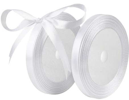 Weiss Satinbands 10mm Breit , Geschenk Band 22m Geschenkband für Geschenkverpackungen, Weihnachtsband, Handwerk, Blumensträuße, Schleifenherstellung, Geburtstags- und Hochzeitsdekorationen