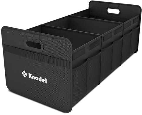 K KNODEL Organizador de maletero, almacenamiento plegable del maletero del automóvil, consolas y organizadores automotrices (Grande, Negro)