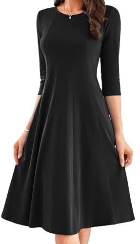 GRACE KARIN Women's 3/4 Sleeve A-Line Midi Dress Wedding Guest Prom Formal