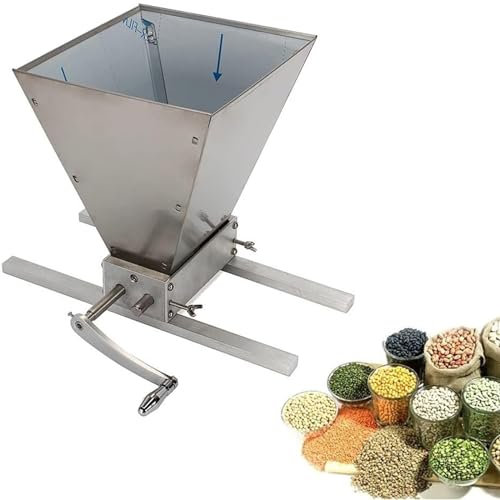 Grain Malt Mill/Hand Crank Grinder/Grain Crusher/Manual Powder Mill Grinder with 2 Adjustable Stainless Steel Drums for Home Brewing