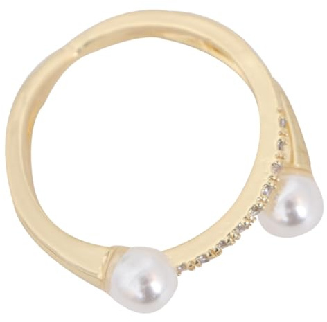 Yardenfun Verstellbarer Damenring Mit Perlen Kreuz Design Eleganter Modeschmuck Für Zeigefinger Zarter Offener Ring Für Alltag Und Party Handgefertigtes Schmuckaccessoire