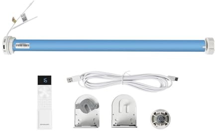 Rechargable Matter Thread Smart Roller Shade Battery Blinds Motor,Motorized Electric Shade for 38mm Tube,Matter-enable APP/Timer/Voice Control,Automatic Homekit Tubular Motor (with 16chanel remote)