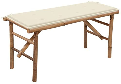 Buzaza Klappbare Gartenbank mit Auflage Gartenbank Sitzbank Klappbar Bank Garten Parkbank 118 cm Bambus - 3063851