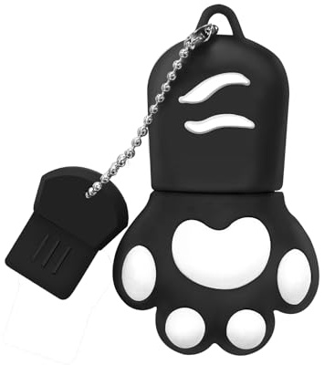 128GB USB 2.0 Flash Drive,Cat Paw Memory Stick 128GB Cartoon Novelty Lovely Jump Drive with Silicone Rubber Pendrive（Black）