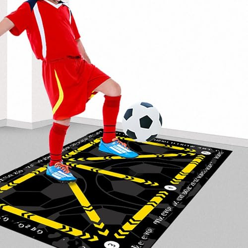 Football Training Mat, Footstep Mastery Pad, Sports Ball Control Training Mat, Non Slip Shock Football Mat, Soundproofing Football Skills Mat, Soccer Training Equipment for Kids(Yellow,50 x 80 CM)
