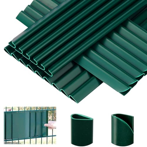 70 Stück Befestigungsclips PVC Sichtschutz Befestigung Klemmschienen für Sichtschutzstreifen Doppelstabmattenzaun Sichtschutz Stabmattenzaun für Befestigungsclips Gartentor Balkon Fences Film (Grün)