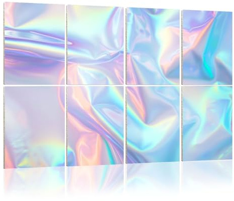8 Pack Acoustic Wall Panels Sound Absorbing Wall Art acoustic foam pastel colored holographic 48x32 Sound Proofing Panels for walls Decorative Noise Dampening