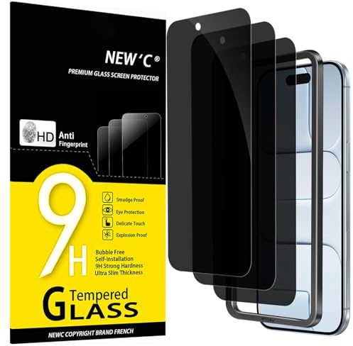 NEW'C 3 Piezas, Protector pantalla privacidad para iPhone Air/iPhone 17 Air (6,5), Cristal Vidrio Templado Antiespia con herramienta de instalación fácil incluida - Ángulo de Privacidad 28 Grados