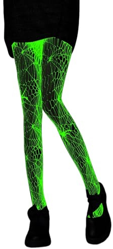 Generisch Damen-Fischnetz-Strumpfhose, leuchtet im Dunkeln, Halloween, leuchtendes Spinnennetz-Totenkopf-Muster, Netzstrumpfhose für Party