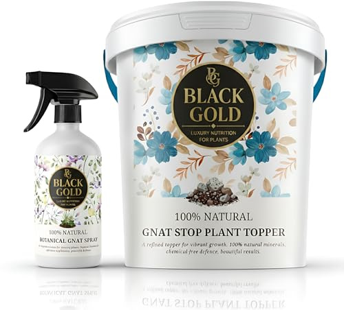 Black Gold Gnat Stop Bundle: Botanical Spray & Mineral Plant Topper Bucket | Small, Medium & Large | For Houseplants, Greenhouses & Planters (Small Gnat Stop Kit | For Houseplants)