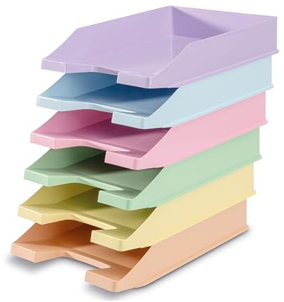 HAN 1027-X Briefablage Klassik, DIN A4/C4, stapelbar, stabil, modern (Pastell Sortiert, 6 Ablagen)