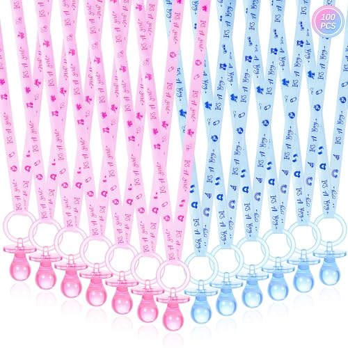 100 collane per ciuccio per baby shower, graziose collane in acrilico per ciucci per chupones para baby shower giochi fascino, bomboniere, decorazioni fai da te, rivelazione di genere spargere la