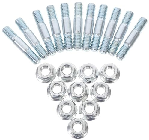 MINAOLULUS Juego de 10 Tornillos de Doble Punta M8 y Tuercas M8 para Motosierra, Piezas de Repuesto Resistentes de Metal para Mantenimiento y Ajuste Seguro de Barra Guía en Jardinería