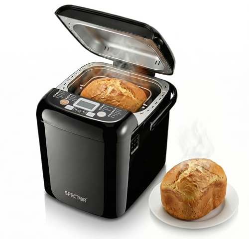 Spector Compact Bread Maker Machine, 1.2lb Small Breadmaker with 15-Hour Delay Timer, Low Noise DC Motor, 3 Crust Settings, Non-Stick Pan, Gluten-Free, Sourdough