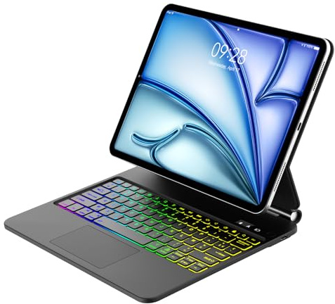 Magic Keyboard pour iPad Air 13 Pouces (M4 2026, M3 2025, M2 2024) et iPad Pro 12.9 (6e/5e/4e/3e Gén), Support Flottant et Pavé Tactile Multi-touch, AZERTY Français Clavier avec Rétroéclairées, Noir