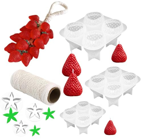 Forma de fresa para molde de bricolaje perfumado y jabón | Molde para gelatina para manualidades, escayola, adorno de resina, artesanía de hielo, casa, apartamento, granja, fiesta