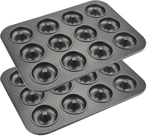 Lawei 2 pezzi Stampo per Ciambelle 12 Ciambelles Antiaderenti Teglia da Forno per Dolci Torte Ideali per Realizzare Cupcake Muffin Cioccolato - 28 x 40 x 2 cm