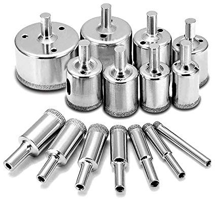Punte Trapano Vetro, (15 pezzi di Punte di Trapano) Rivestito Diamante Core Hole Saw Strumenti per Piastrelle Marmo Vetro Trapano Set Hollow Punta Sega a Tazza 6-50mm by AniSqui