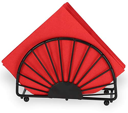 KADAX Porta del tovagliolo Fatto in Acciaio, Elegante Supporto tovagliolo per casa, Tavolo, Festa, Matrimonio, tovaglioli, Decorazioni da tavola, distributore di tovaglioli, in Piedi, Nero