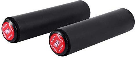 Fahrrad Lenkergriffe, 18mm Ultralleicht Anti-Rutsch mit Endkappen für Mountainbike, Streetbike, BMX, Scooter (Schwarz)
