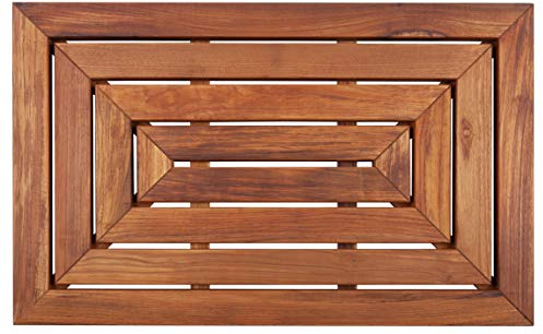 Nordic Style Premium Teak Shower and Bath Mat for Indoor and Outdoor Use - Non-Slip Wooden Platform for Spa, Sauna, Pool, Hot Tub - Flooring Decor and Protector (31.4 x 19.6, Oiled Finish)