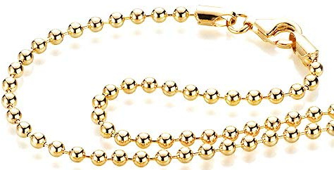 YoungDiamondFashion YDF Damen Kugelkette Silberkette Halskette Silber 60 cm 925 Sterlingsilber gelbvergoldet Kugelgröße 3,0 mm Silberkugeln Beads Chain