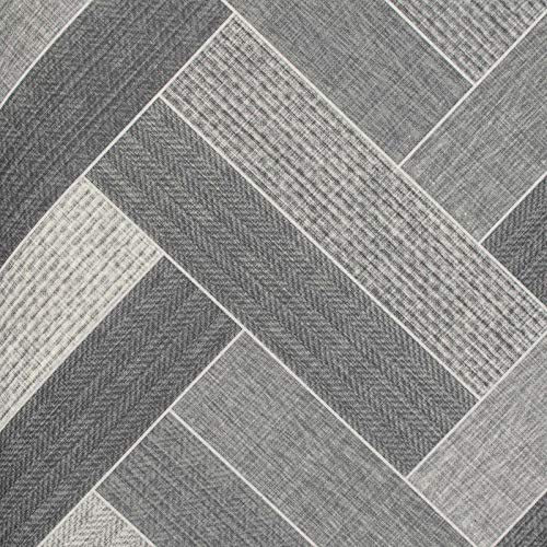 Retro Tile Style Vinyl Flooring 4.3mm Thick Comfortable Felt Back R10 Lino Kitchen Bathroom (Mixed Grey Herringbone Parquet Tiles, 2m x 4m / 6ft 6 x 13ft 1)