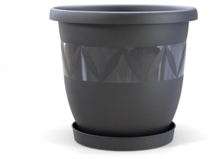 Plastard Blumentopf Ø 35 cm mit Untersetzer rund – Anthrazit – Pflanzkübel | Witterungs- UV- & frostbeständig, inkl. 27 cm Untersetzer, ideal für Garten, Balkon & Innenbereiche, Deko Pflanztopf 16 Liter
