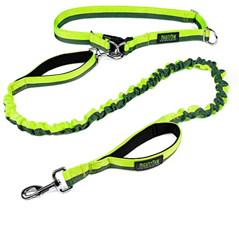 Mighty Paw Hands Free Dog Leash | Bungee Waist Leash for Dog Walking. Pet Running Hands Free Tether for Large, Medium & Small Breeds. Pet Waist Belt (36 - 48) Up to 150 lbs - Green