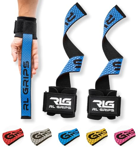 RL Grips - Lifting Straps mit Handgelenkschlaufen für Gewichtheben und Kraftdreikampf - Zughilfen für den Rücken mit Handgelenkschutz - Gym Handles für Deadlift und Bodybuilding