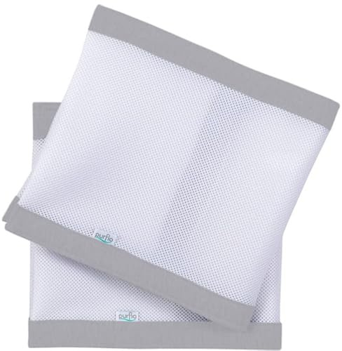 Purflo Paraurti traspirante per lettino, alternativa sicura ai tradizionali paracolpi per lettino, lavabile in lavatrice e facile da installare, elementi essenziali per bambini, grigio nuvola