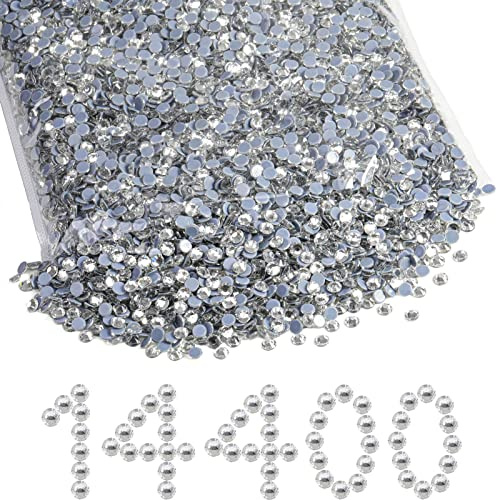 Beadsland Hotfix Strasssteine Bulk,Kristall Weiss,SS10/14400pcs,2.7-2.9mm | Klare Strasssteine für textilie,Glasmaterial,für Kleidung,Kunsthandwerk,DIY Dekoration