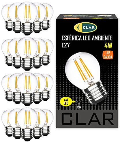 CLAR - E27 LED Warmweiss, LED Birnen E27 Warmweiß, Leuchmittel, Birne, 4W (Pack 20)