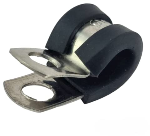 8mm Rubber Lined P Clips Stainless Steel Hose Pipe Clamp - Pack of 5