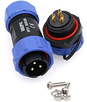 ZBLZGP SP21 3 Pin Aviation Industrial High Voltage Electrical Heavy Circular Connector AC DC Signal LED Device Cable Wire Plug Panel Mount Socket 500V 30A 14AWG for Outdoor Power