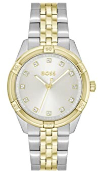 BOSS Analog Quarzuhr für Damen Kollektion Rhea mit Zweifarbiges Edelstahlarmband - 1502700