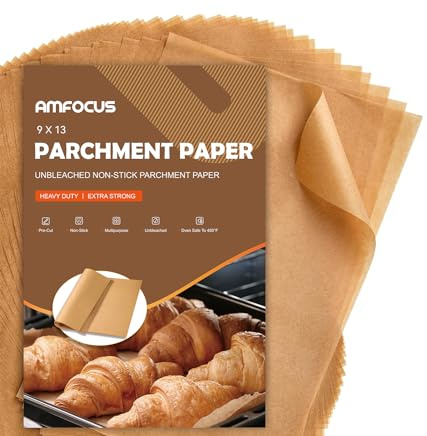 200 Pcs Parchment Paper Sheets, 9x13 In Non-Stick Precut Baking Parchment for Baking, Grilling, Air Fryer, Steaming, and More (Unbleached) - Quarter Sheet Size, Perfect for Bread, Cakes, Cookies
