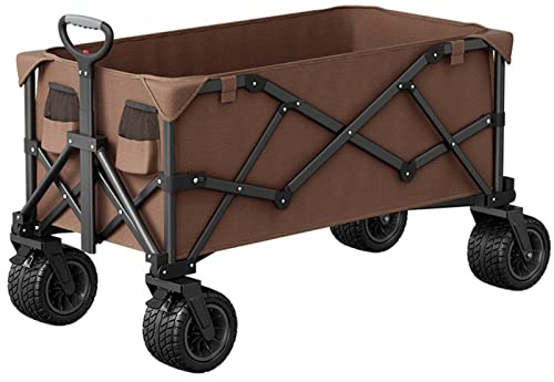 Amunpitic Chariot à Main, Chariot de Jardin Pliable, Charette de d'extérieur Plus Grande capacité, pour Tout Terrain - 4 Roues - capacité 100KG