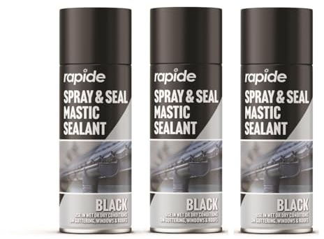 Z&A Spray And Seal Mastic Black Sealant 400ml - Waterproof Instant Leak Fix - Suitable For Wet Or Dry Surfaces - For Roof Window Gutter Pipes - Durable And Long Lasting - Interior & Exterior Use (3)