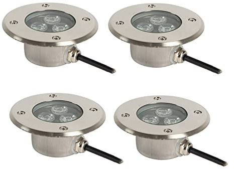 WZYJLyds Led Bodeneinbaustrahler 3W Schwimmbad-Unterwasserleuchten IP68 Wasserdicht Bodenstrahler for Draußen, Terrasse, Garten, Deck(Kaltes Weiß,12V)