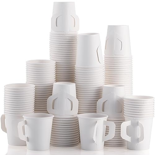 Tioncy Confezione da 600 tazze da tè usa e getta con manico, tazze da tè in carta usa e getta da 170 ml, per caffè, cocktail, tè, cacao, succo di frutta e altro ancora
