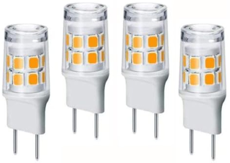 4-Pack G8 LED Bulb,GY8.6/T4 Bi-pin Base LED 3W, 30W Halogen Bulb Replacement,for Under Cabinet Kitchen Lighting, Under-Cabinet Light, GE Microwave Lamp Bulb Replacement (Warm White 3000K)