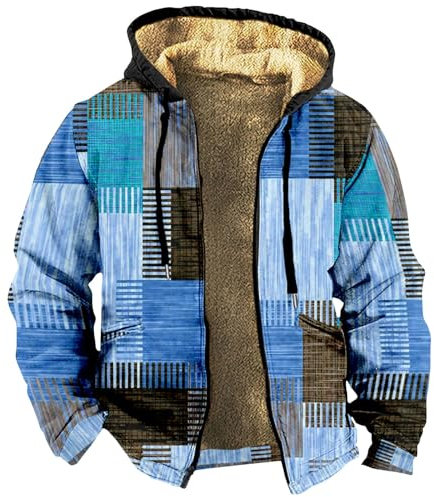 LUNULE Fahrradmantel 28 Zoll Jackenhalter Wand Bomber Jacket Herren Farbblock Teddy Fleece Gefüttert Hoodie Jacke Mit Reißverschluss