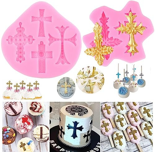 ELINKA Set di 2 stampi a forma di croce per torta battesimale