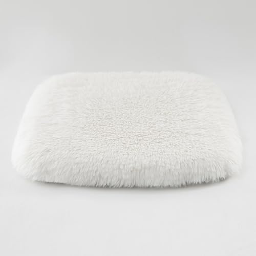 ZYFAB Súper Suave Felpa Almohadilla para Silla Espuma viscoelástica Piel sintética cojín de Asiento Peludo Felpa cojín para Silla decoración del hogar Funda para Silla,Blanco,40 * 40 * 4cm