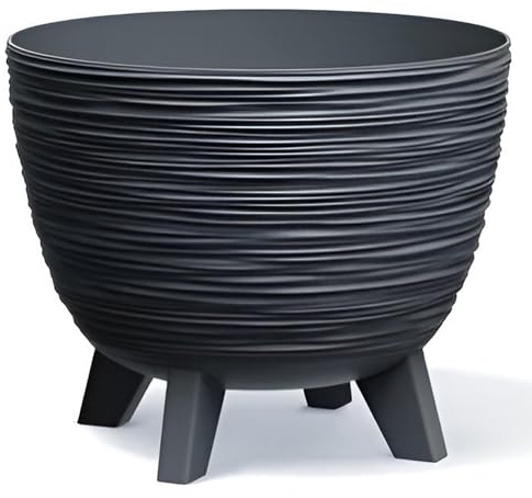 Prosperplast Furu Blumentopf, Schale mit Füßen, Pflanzschale, UV-strahlenbeständig (Anthrazit, ⌀ 395mm)