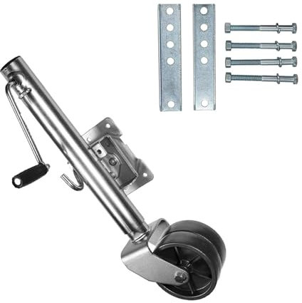 QICBYING Schwerlast Anhänger Stützrad - Anhänger Stützrad Automatik-Stützrad, Klappbares Stützrad, Stützrad, Mit 15cm Doppelrädern, Hubhöhe 25,4cm, Tragfähigkeit 675kg, Für Anhänger, Wohnwagen