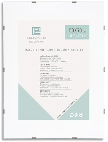 ENMARKALIA DECORACION Marco Clip 50x70 cm - cristal acrílico resistente - soporte para fotos y laminas sin marco - fotos, diplomas, posters, laminas
