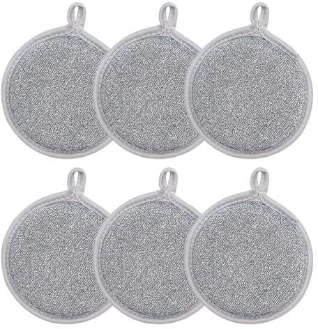 itrimaka Panno per lavare in filo metallico, strofinaccio in filo metallico antigraffio - 6 stracci in spugna per lavare i piatti in rete - Asciugamani da cucina, strofinacci multiuso, panno per la